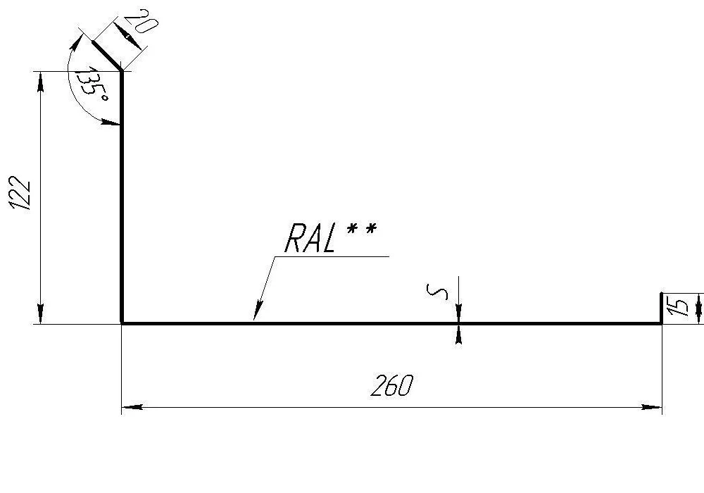 схема та розміри внутрішньої пристінної планки 0.47мм