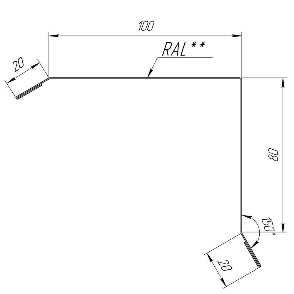 Креслення вітрової планки з розмірами