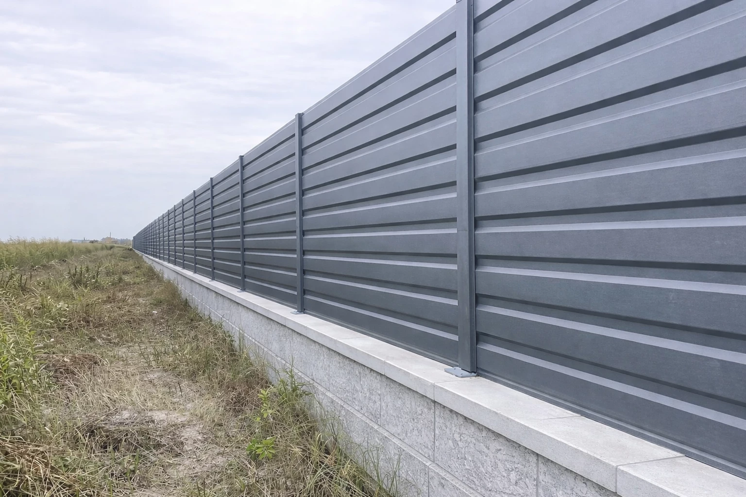 купити профнастил на забор горизонтальний 7016 темно-сірий готовий паркан фото