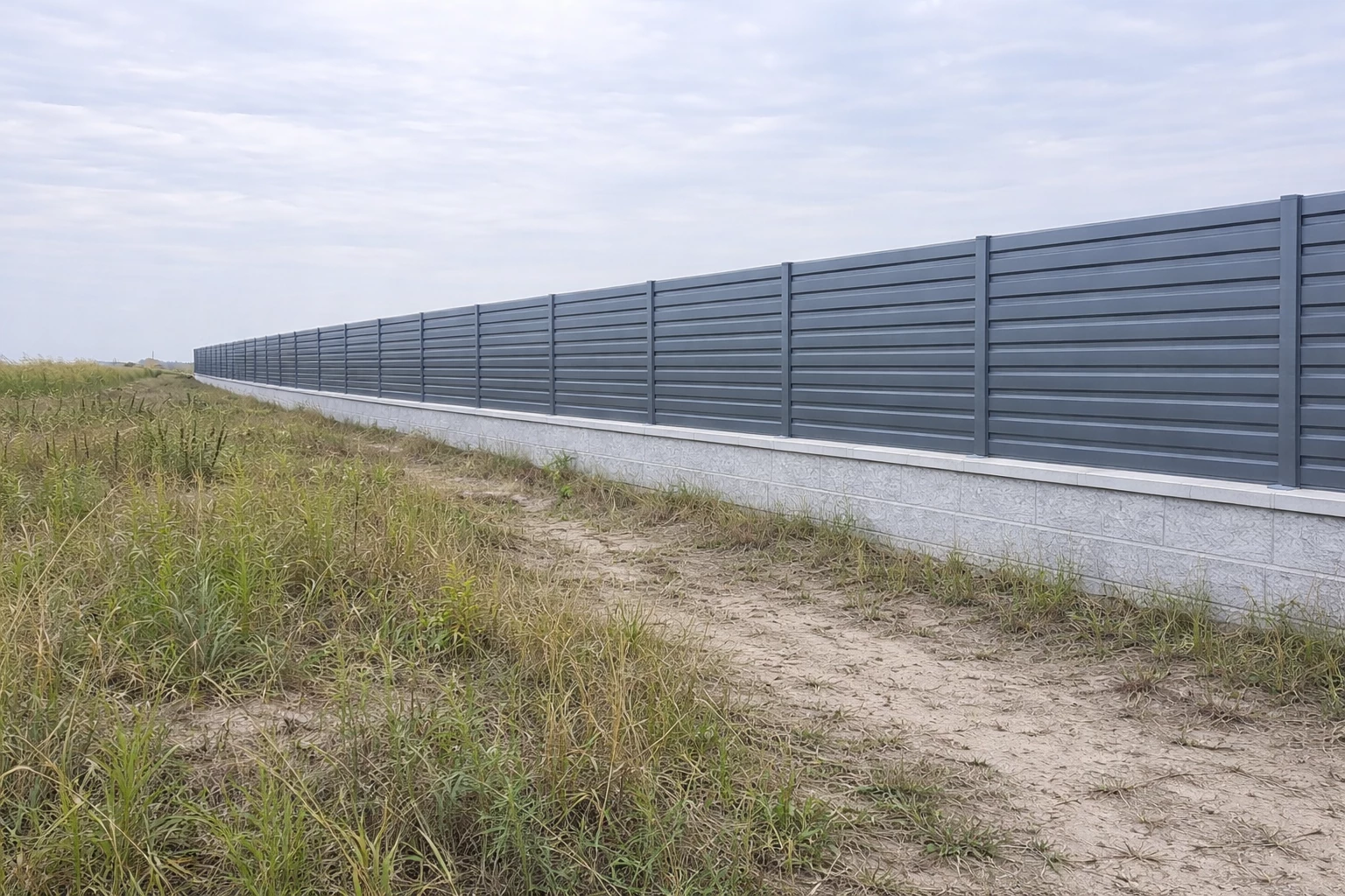 купити металопрофіль для забору горизонтальний Т12 7016 антрацит мат готовий паркан фото