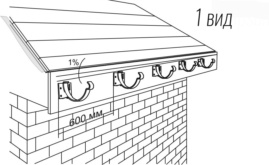 Монтаж тримачів жолоба