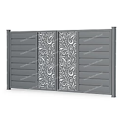 Розпашні ворота Горизонт з декоративною вставкою Розпашні ворота Горизонт з декоративною вставкою