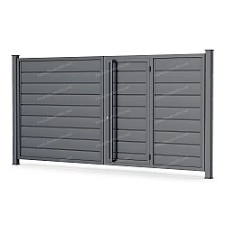 Розпашні ворота з хвірткою всередині Горизонт Розпашні ворота з хвірткою всередині Горизонт