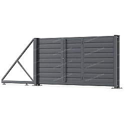 Відкатні ворота Горизонт з хвірткою всередині Відкатні ворота Горизонт з хвірткою всередині